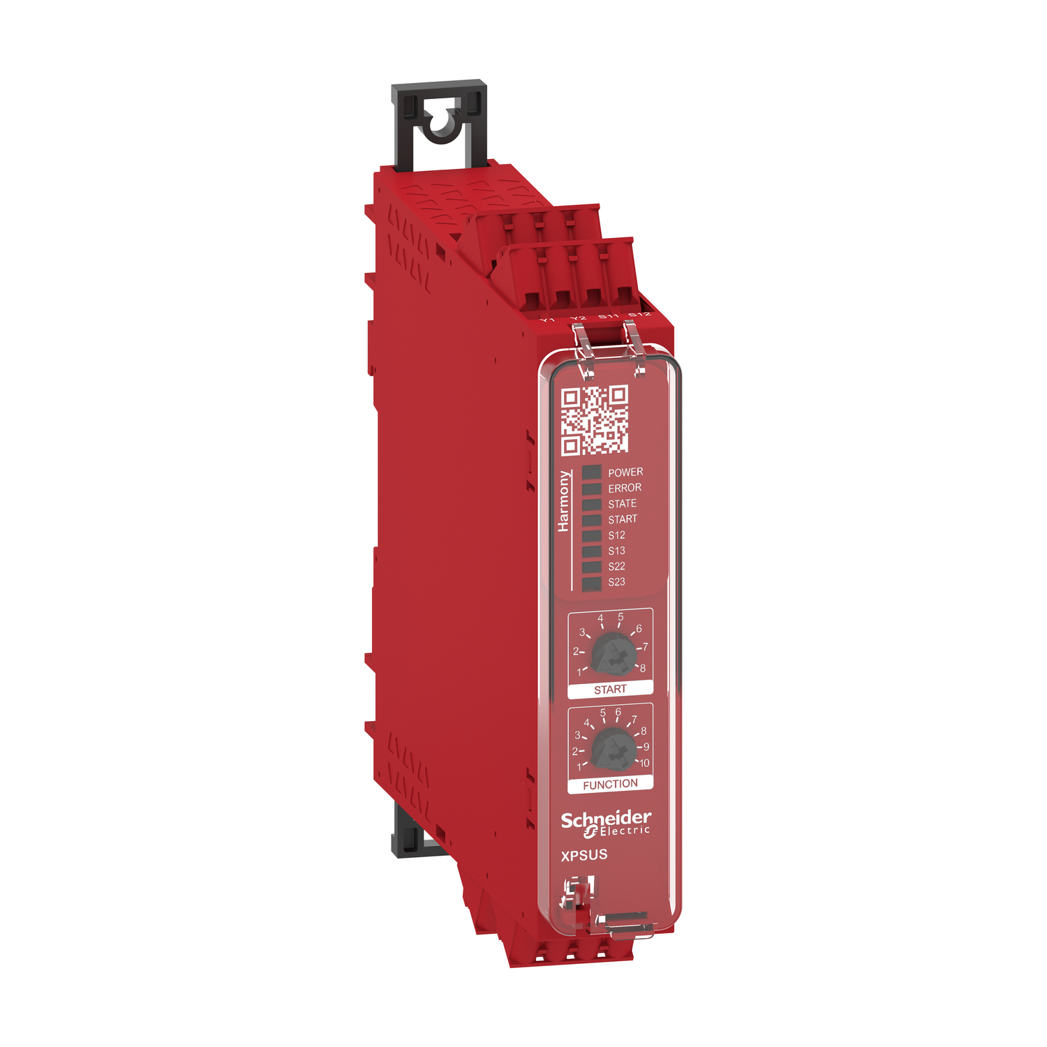 XPSUS12AC Preventa Safety Module, 0.89 in W x 4.61 in D x 4.68 in H, 24 V AC/DC, 8 A, 2NO-2NC Contact