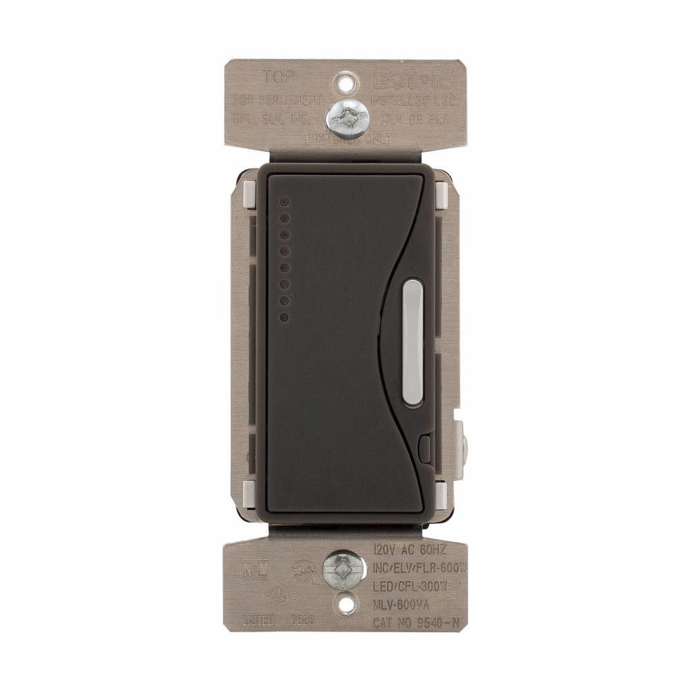Eaton smart dimmer, Flush mounting, 120V, Wire leads, Maintained closure, Silver granite, 60 Hz, Dimmable LED/CFL, incandescent/halogen/electronic and magnetic low voltage, Single-pole, multi-location, Polycarbonate, 300W, 600W 742071