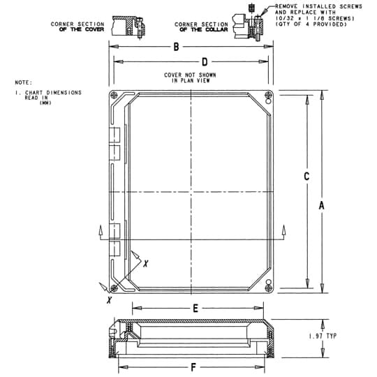 NI66W Carlon NI Series Hinged Window Kit, 6 in H x 6 in W, 6.42 in H x 6.42 in W, For Use With Circuit Safe Enclosure, Polycarbonate, Natural