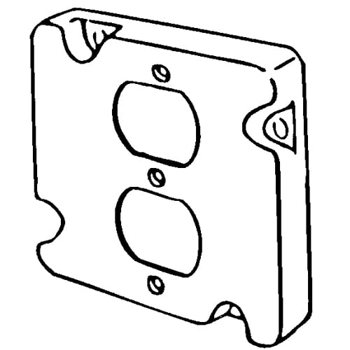 8491N Raised Square Box Cover, 4-11/16 in L x 4-11/16 in W x 1/2 in D, Duplex Receptacle Cover, Steel