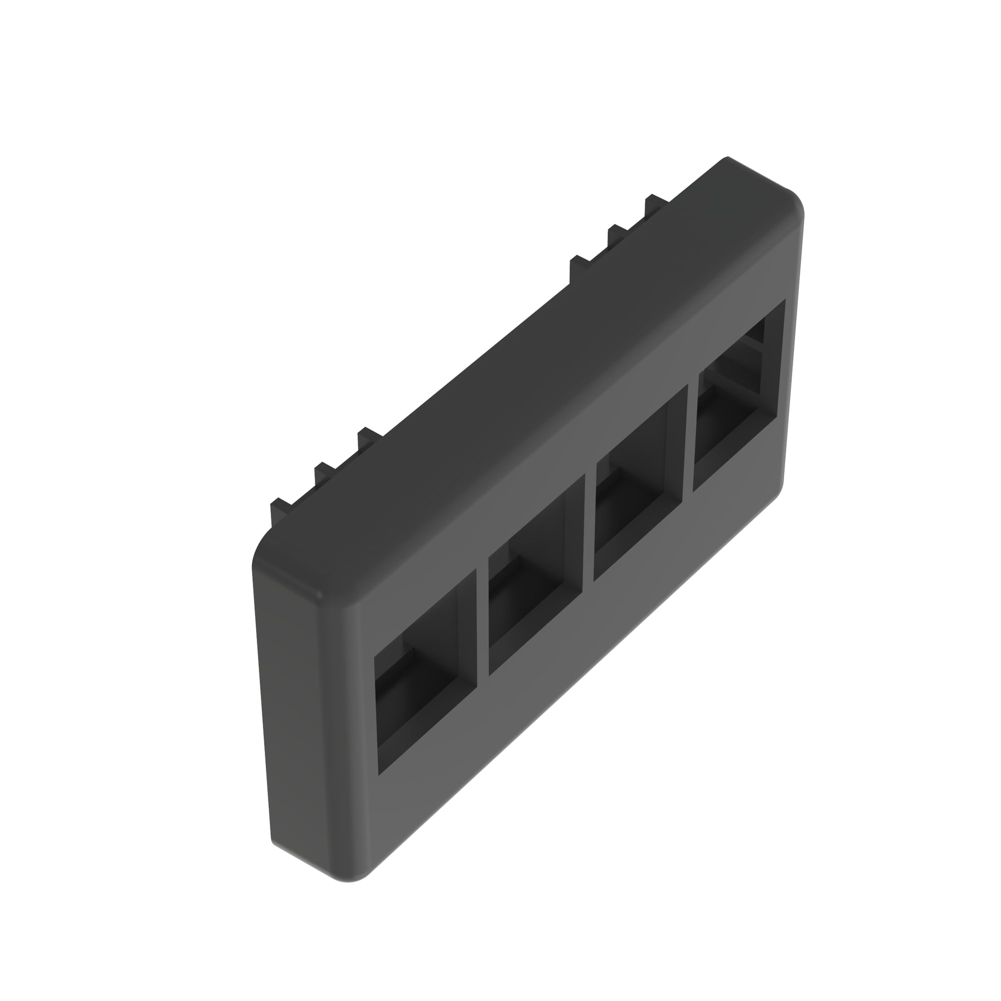 NK4MFBL NetKey Flat Furniture Faceplate, 1 Gang, 4 Ports, Keystone Module, Fastened Mount, ABS