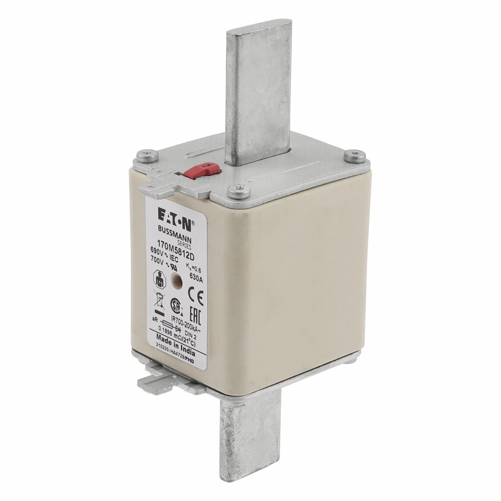170M5812D Semi-Conductor High Speed Fuse, 630 A, 690 V, 200 kA Interrupt, Class: aR, Square Body