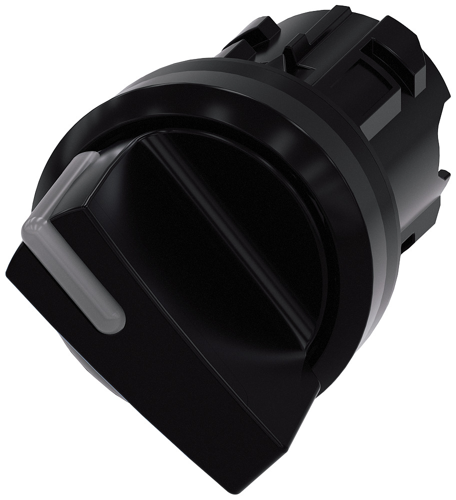 3SU10022BF100AA0 Sirius 3SU1 Round Illuminated Selector Switch Operator, 22 mm, Short Lever Operator, 2 Positions, Black
