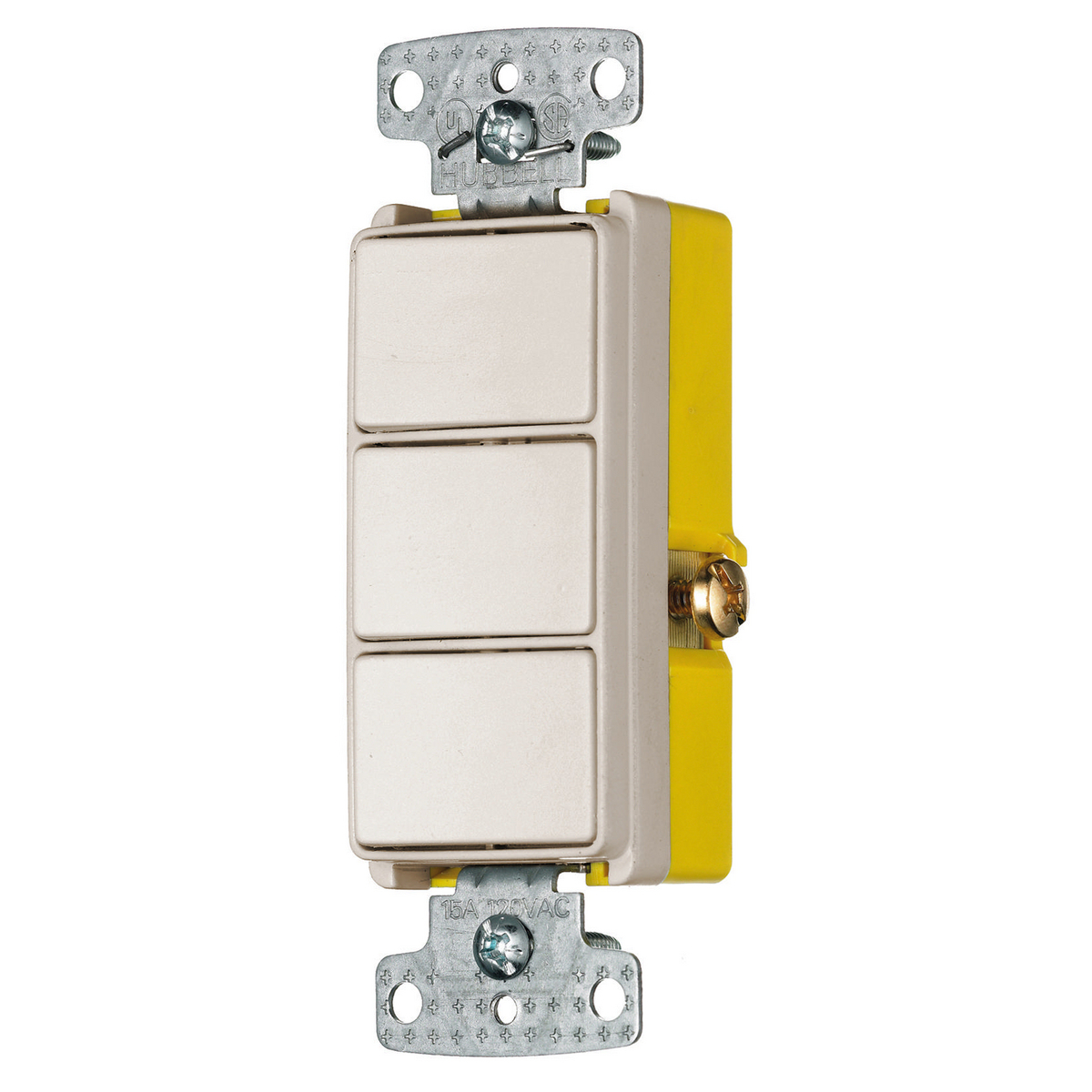 RCD111LA Decorator 3-Way 2-Position Standard Combination Switch, 120/277 VAC, 15 A, 4155 W Power Rating, 2-Position Contact