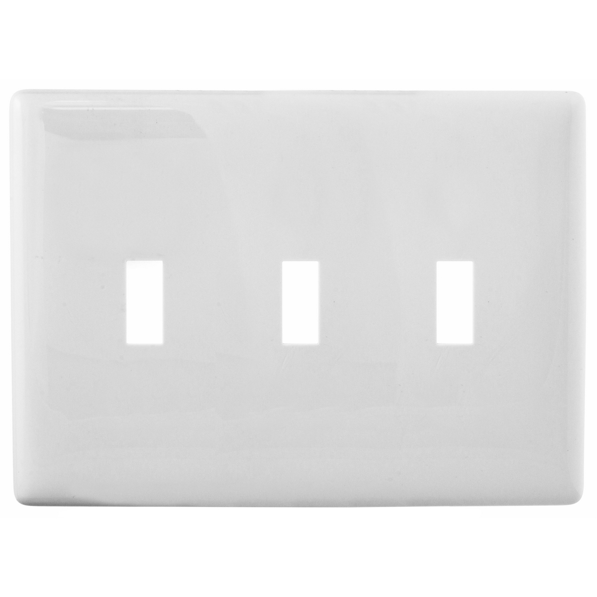 NPS3W Screwless Standard Wall Plate, 3 Gangs, 6.62 in W x 4.75 in H, Polycarbonate, White