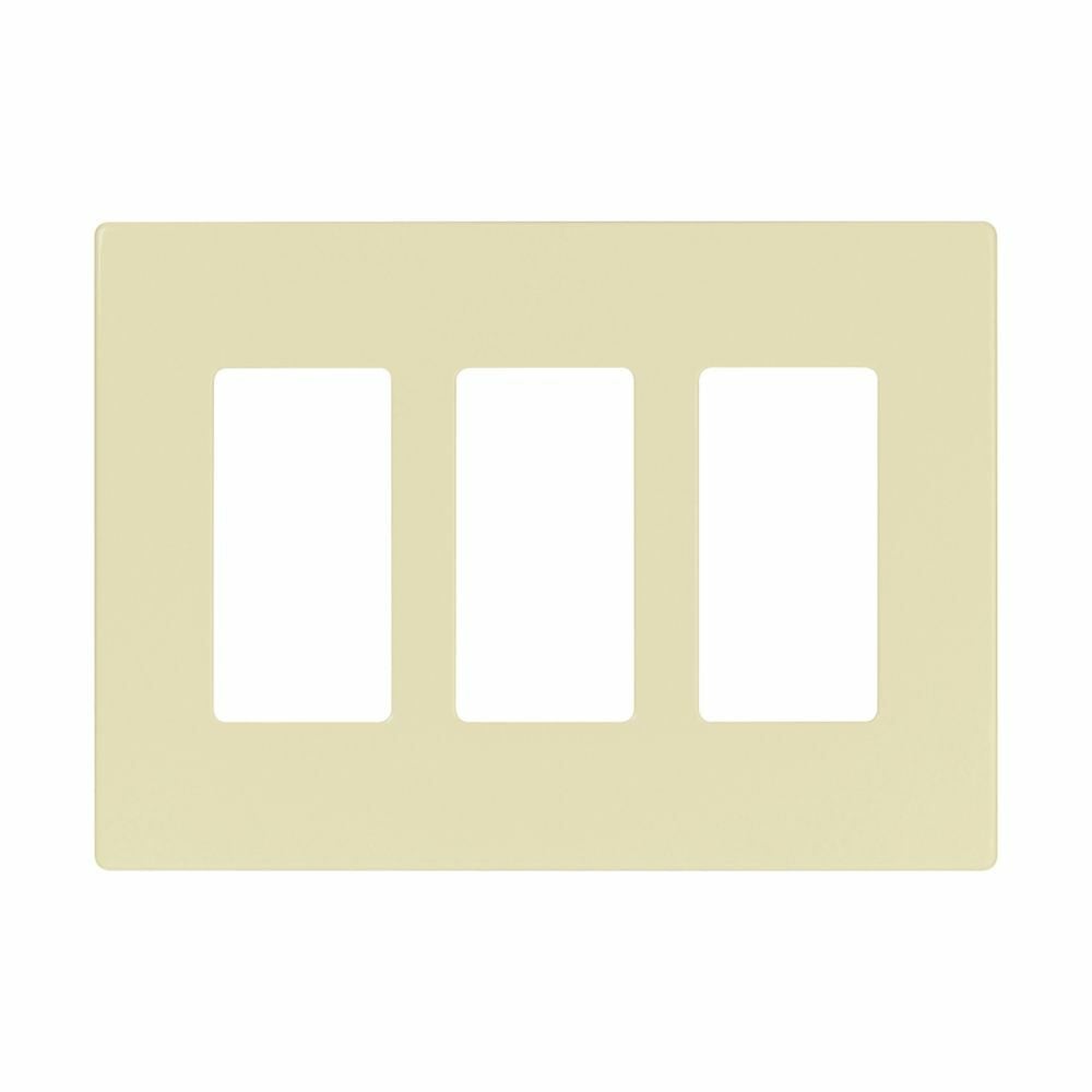 Eaton Screwless wallplate, Screwless, Almond, Decorator Cutout, Polycarbonate, Three- gang, Mid-size