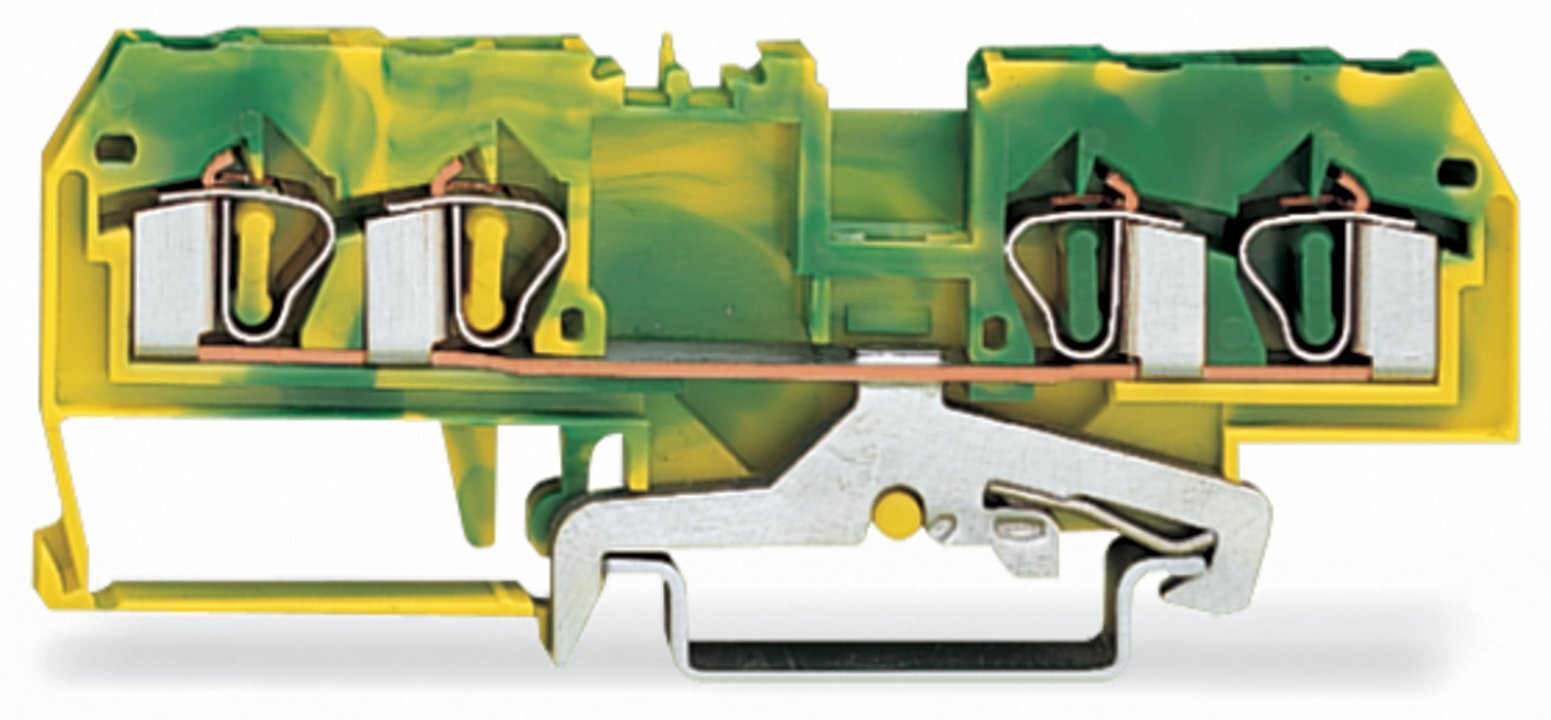 281-657 Ground Terminal Block, 26 A, 28 to 12 AWG Wire, DIN Rail Mount