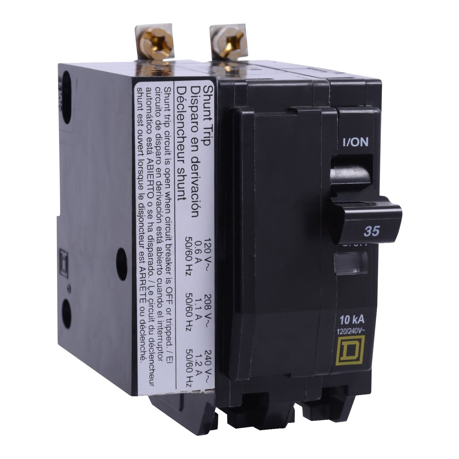 QOB2351021 Type QOB Standard Miniature Circuit Breaker, 120/240 V AC, 35 A, 10 kA Interrupt, 2 Poles, Thermal Magnetic Trip