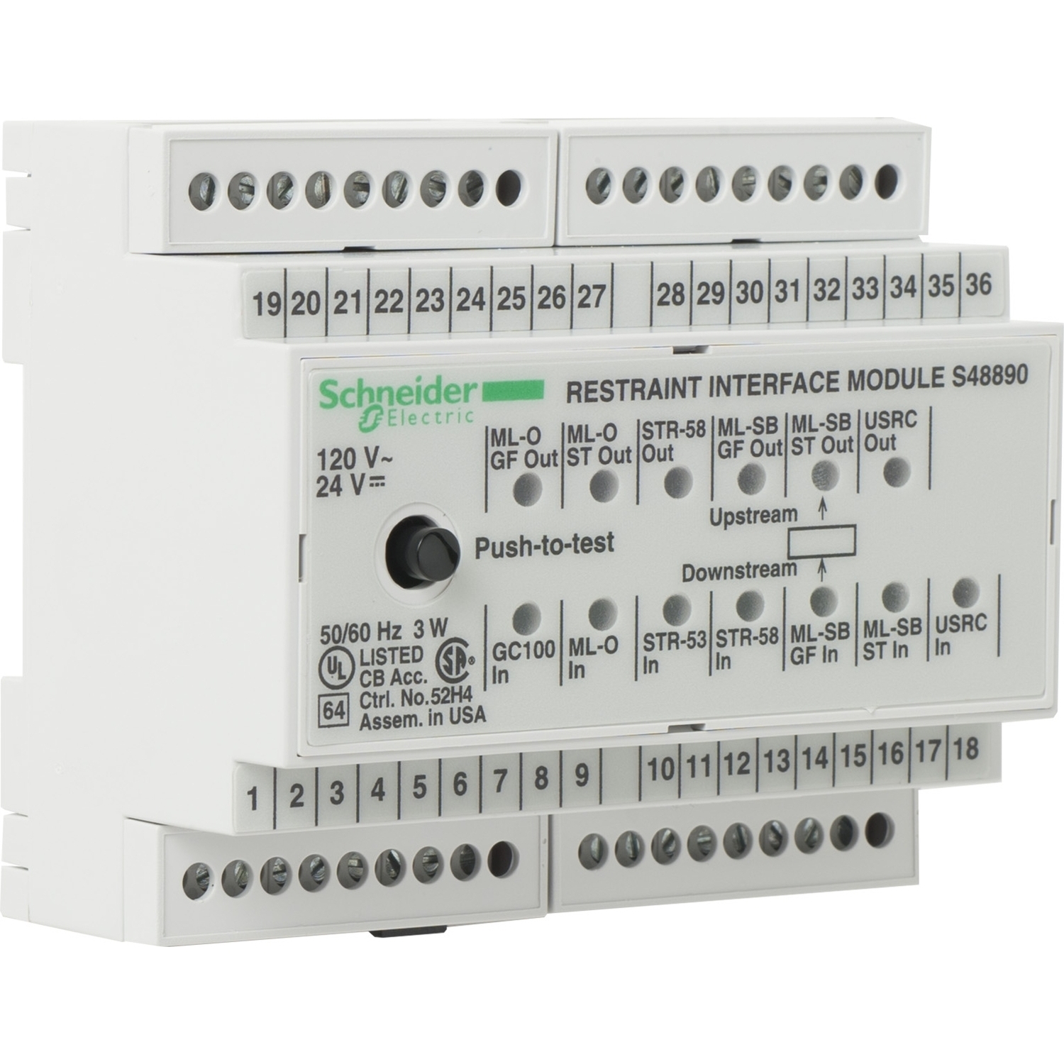 S48890 RIM Restraint Interface Module, 120 V AC, 10 W, DIN Rail