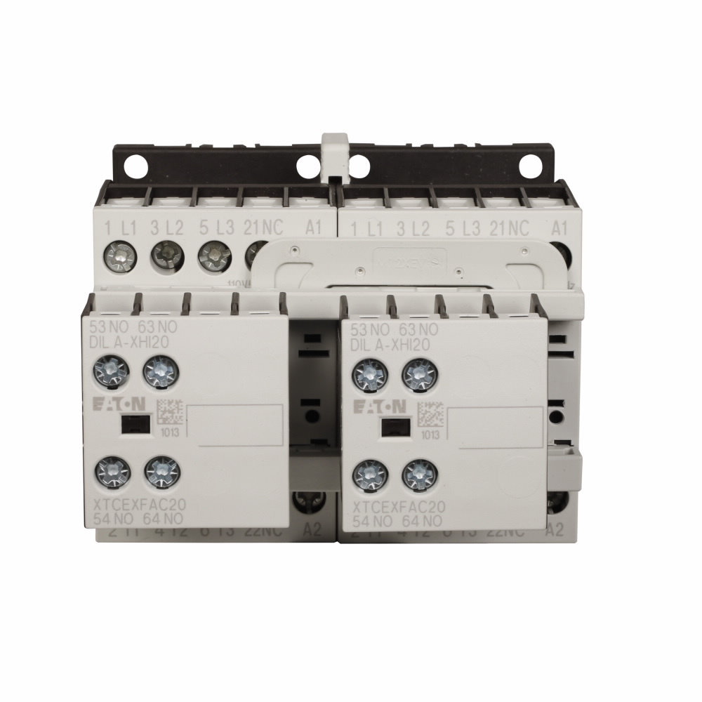 XTCR009B21TD Full Voltage Reversing IEC Contactor, 24 V DC V Coil, 9 A, 2NO-2NO Contact, 3 Poles