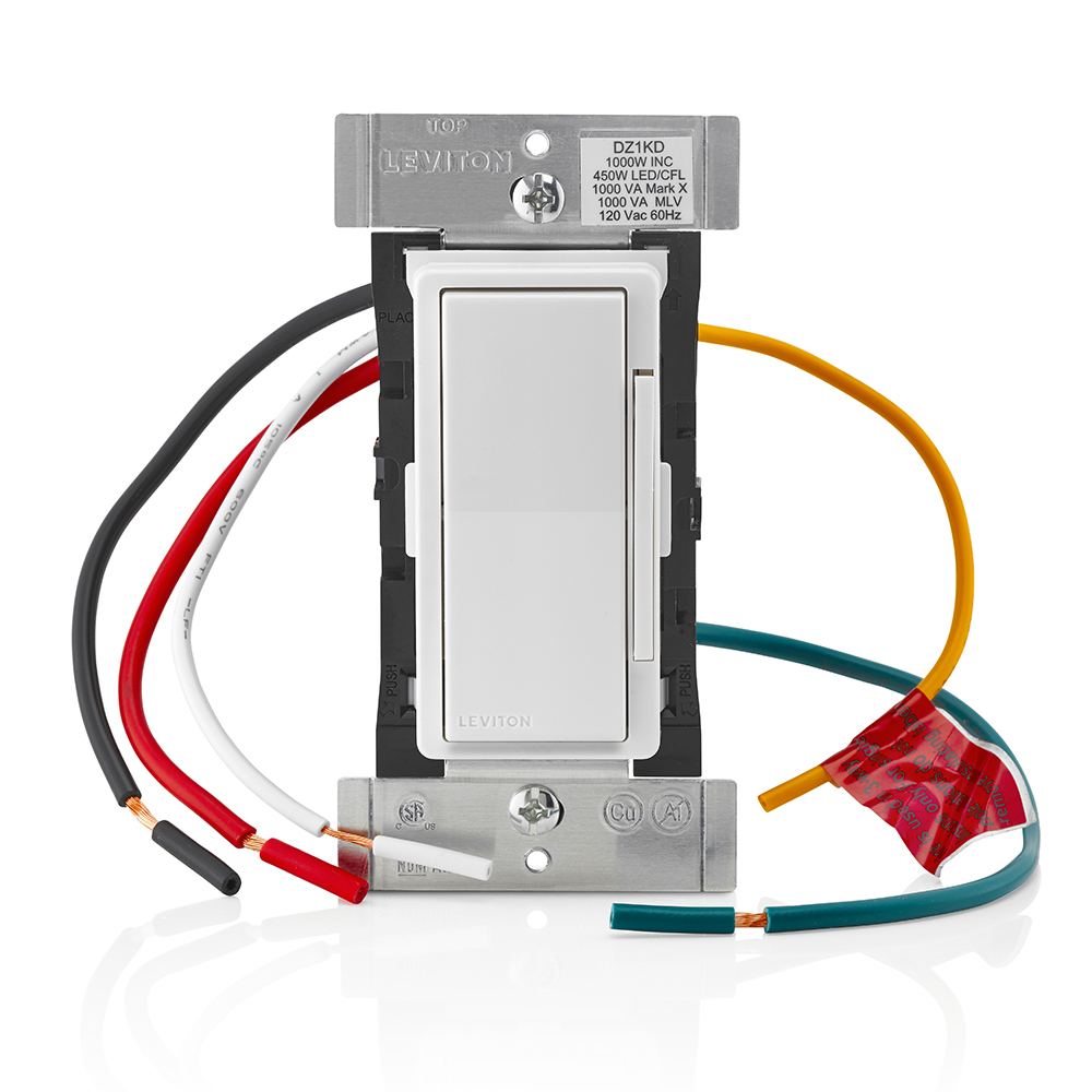 DZ1KD-1BZ Decora Smart 3-Way Universal Dimmer Switch With Z-Wave Technology, 120 V AC, 1 Pole, White