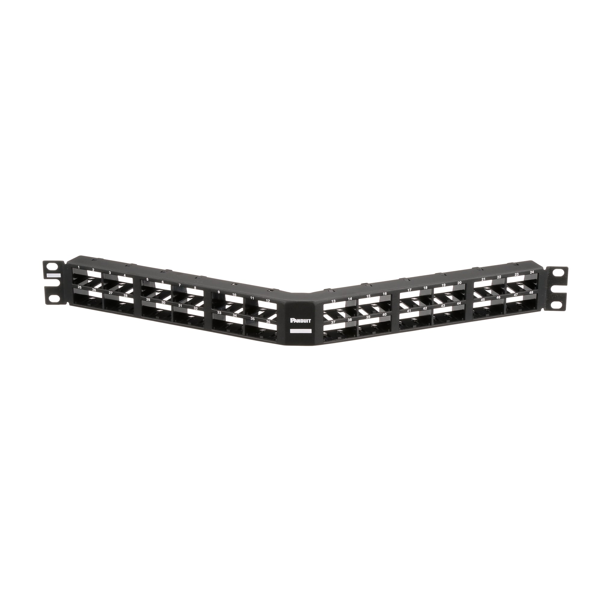 Mini-Com Angled Patch Panel, 48 port, 1 RU, BL