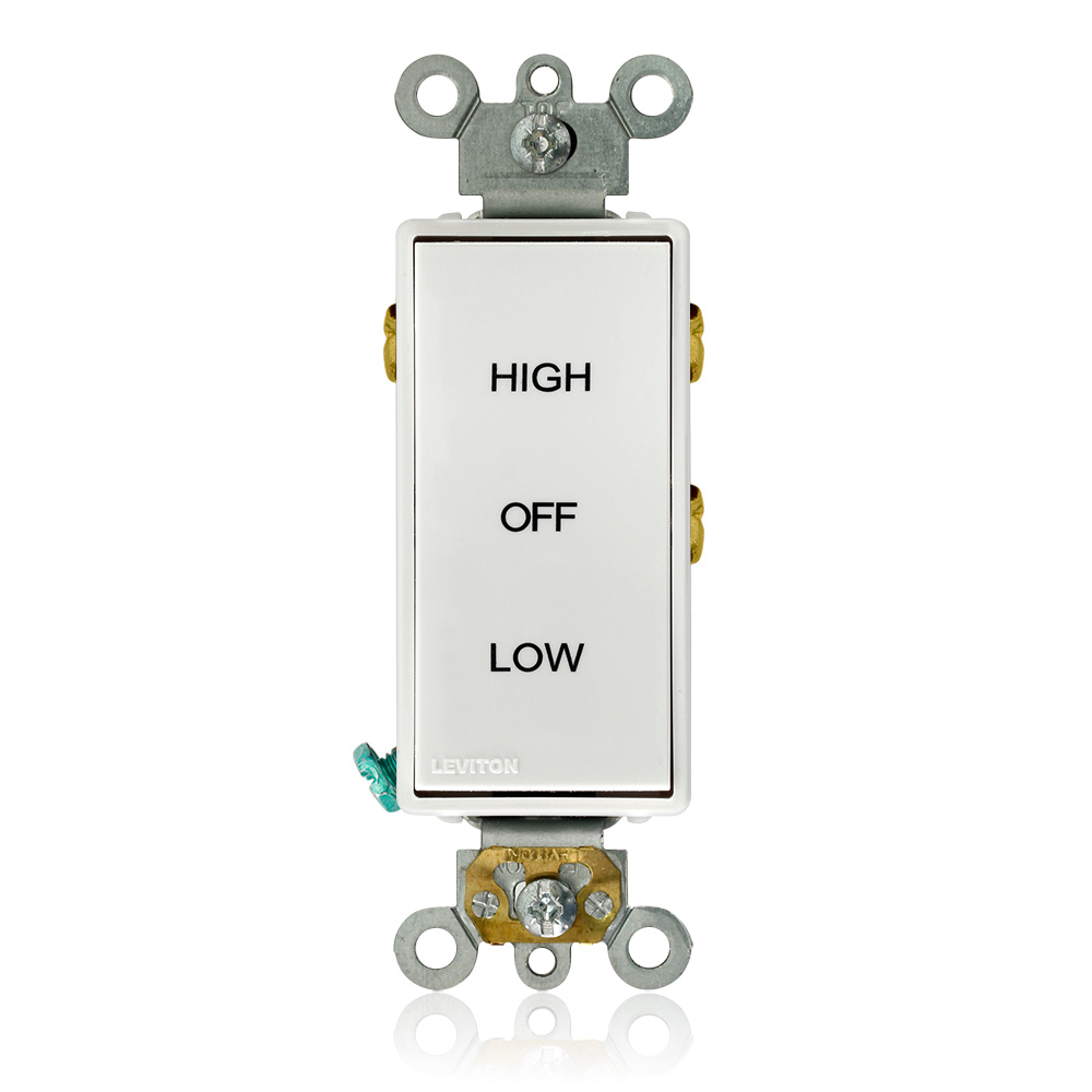 5685-W Decora Self-Grounding AC Quiet Switch, 120/277 V AC, 15 A, 1/2 hp, 2 hp Power Rating, SPDT Contact