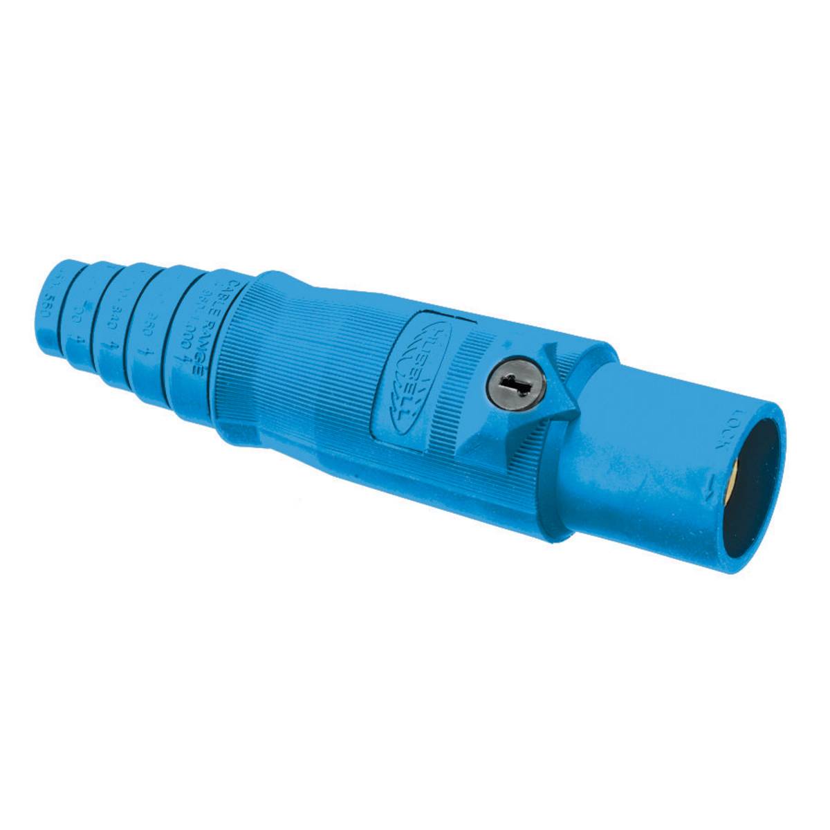 HBL400MBL 16 Series 1-Pole Male Standard SC/PPC Type In-Line Plug, 600 V AC/250 V DC, 400 A, 2/0 to 4/0 AWG Wire, Pressure Screw Terminal Connection