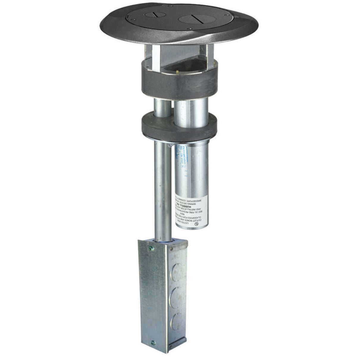 S1PTFFBLJ 1-Piece Flush Standard Sized Poke-Through Assembled Unit With Junction Box, 4 in Hole, 8 in Dia Cover, 300 lb Capacity, Composite