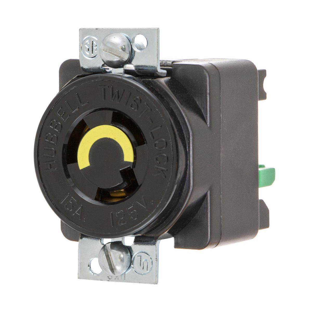 HBL4713ST EdgeConnect 1-Phase Locking Receptacle, 125 V AC, 15 A, 2 Poles, 3 Wires, Black