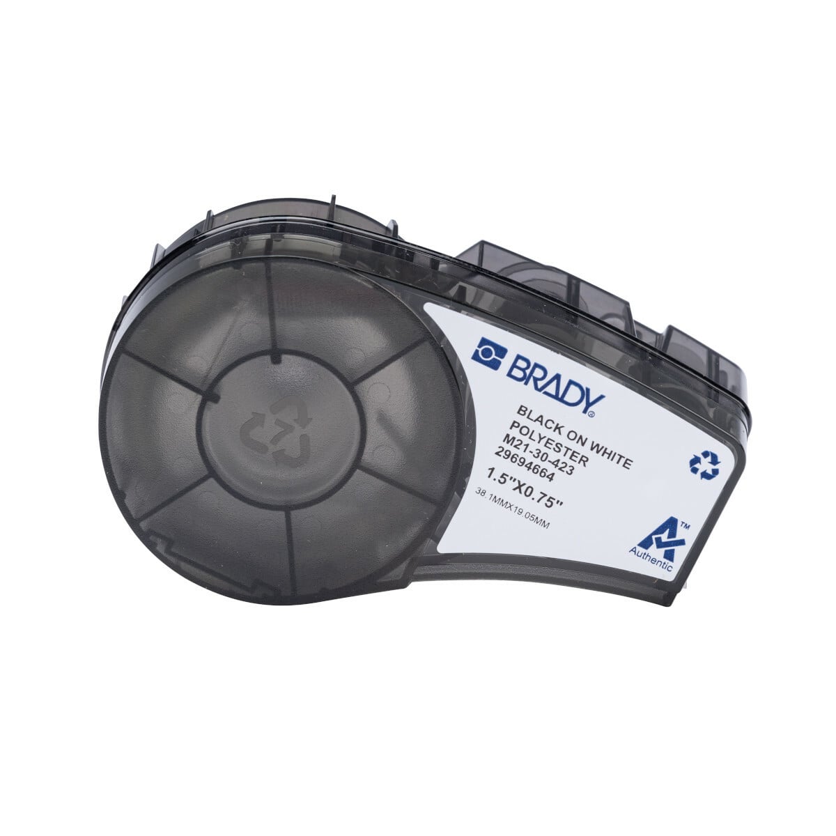 M21-30-423 Multi-Purpose Label, 1.5 in W, Black on White, Polyester