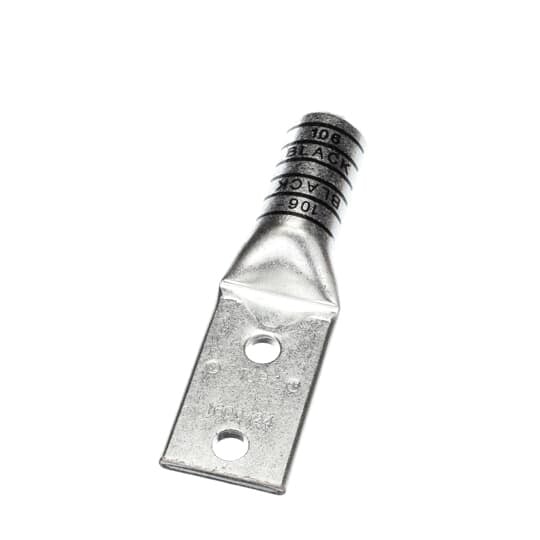 58884BE Color-Keyed 58800 2-Hole Non-Insulated Compression Lug, 646 kcmil Copper Conductor, Die Code: 106, 1/2 in Stud, Copper