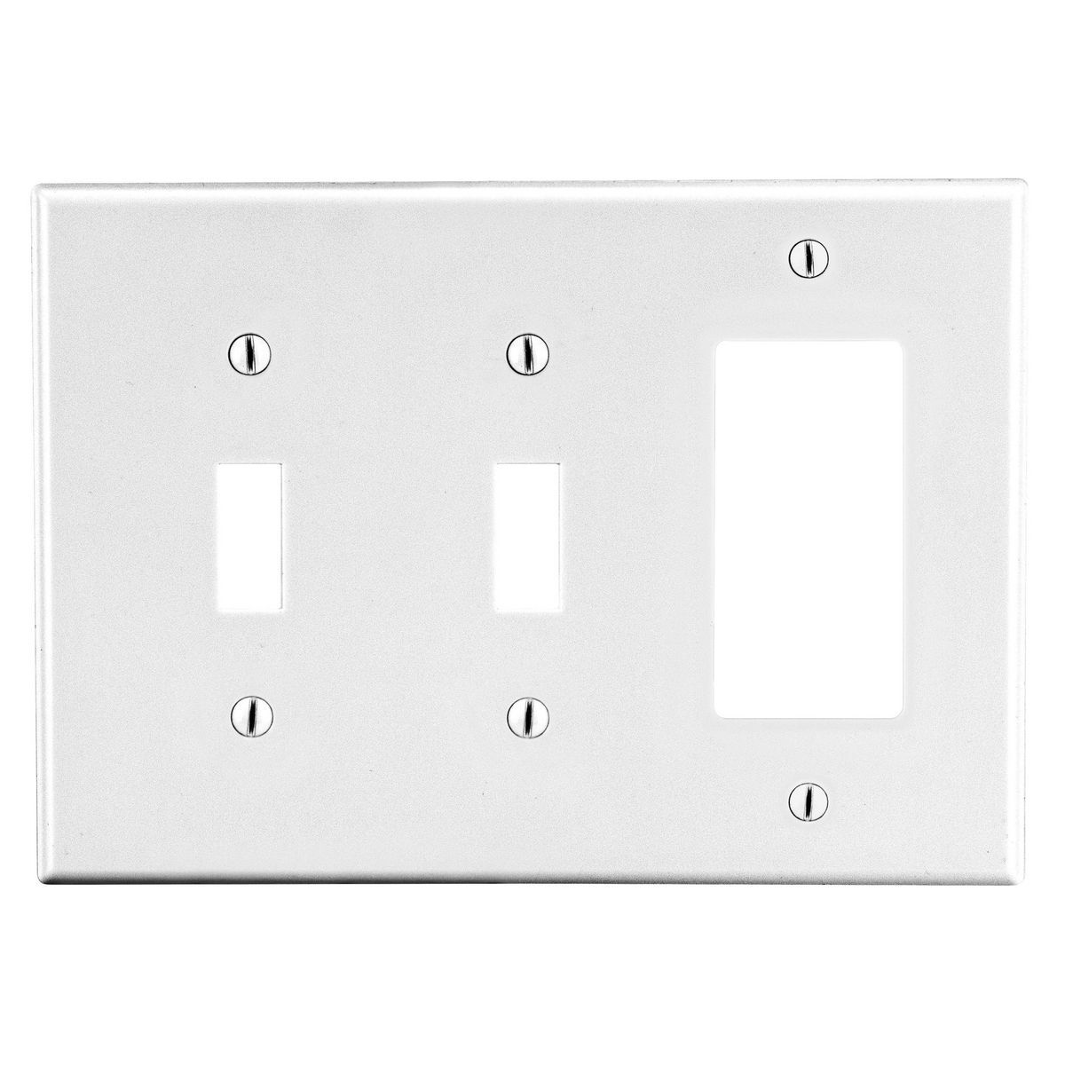 PJ226W Mid-Size Non-Metallic Wall Plate, 3 Gangs, 6.75 in W x 4.88 in H, Polycarbonate Thermoplastic, White