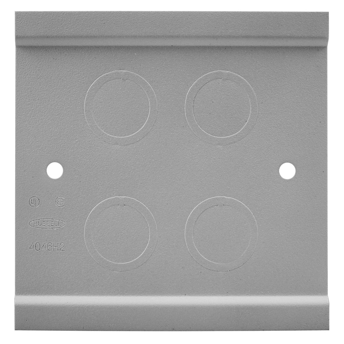 HBL4746H2GY 2-Gang Standard Tap-Off Fitting, For Use With HBL4750 Series Metal Raceways, (4) Concentric 1/2 and 3/4 in Trade Knockout, NEMA 1 Enclosure, Polyolefin, Black