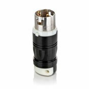 CS6361C Grounding Locking Plug, 125 V AC, 50 A, 2 Poles, 3 Wires, Black/White