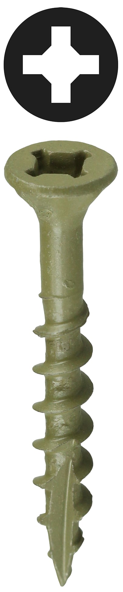 DSPT82 Deck Screw, Flat Head, 8 in Screw, 2 in OAL, Phillips/Square Drive, Ceramic Coated