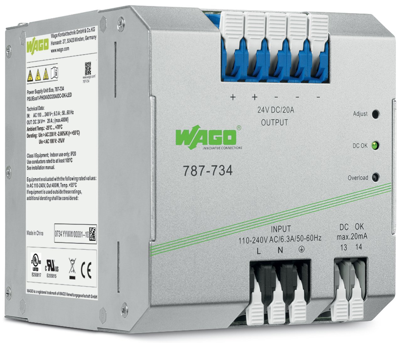 787-734 1-Phase, 373 V Input, 24 V DC Output, DIN Rail Mount
