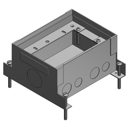 742D Steel City 740 Deep Flush Service Floor Box, Stamped Steel, 82 cu-in Capacity, 2 Gangs, (2) Outlets, (8) Knockouts, 7-1/4 in L x 5-1/2 in W x 3-5/8 in H