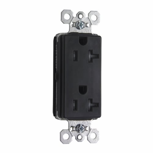 PTTR26362BK PlugTail 20 Amp 125V Spec-Grade Decorator Duplex Receptacle, Black