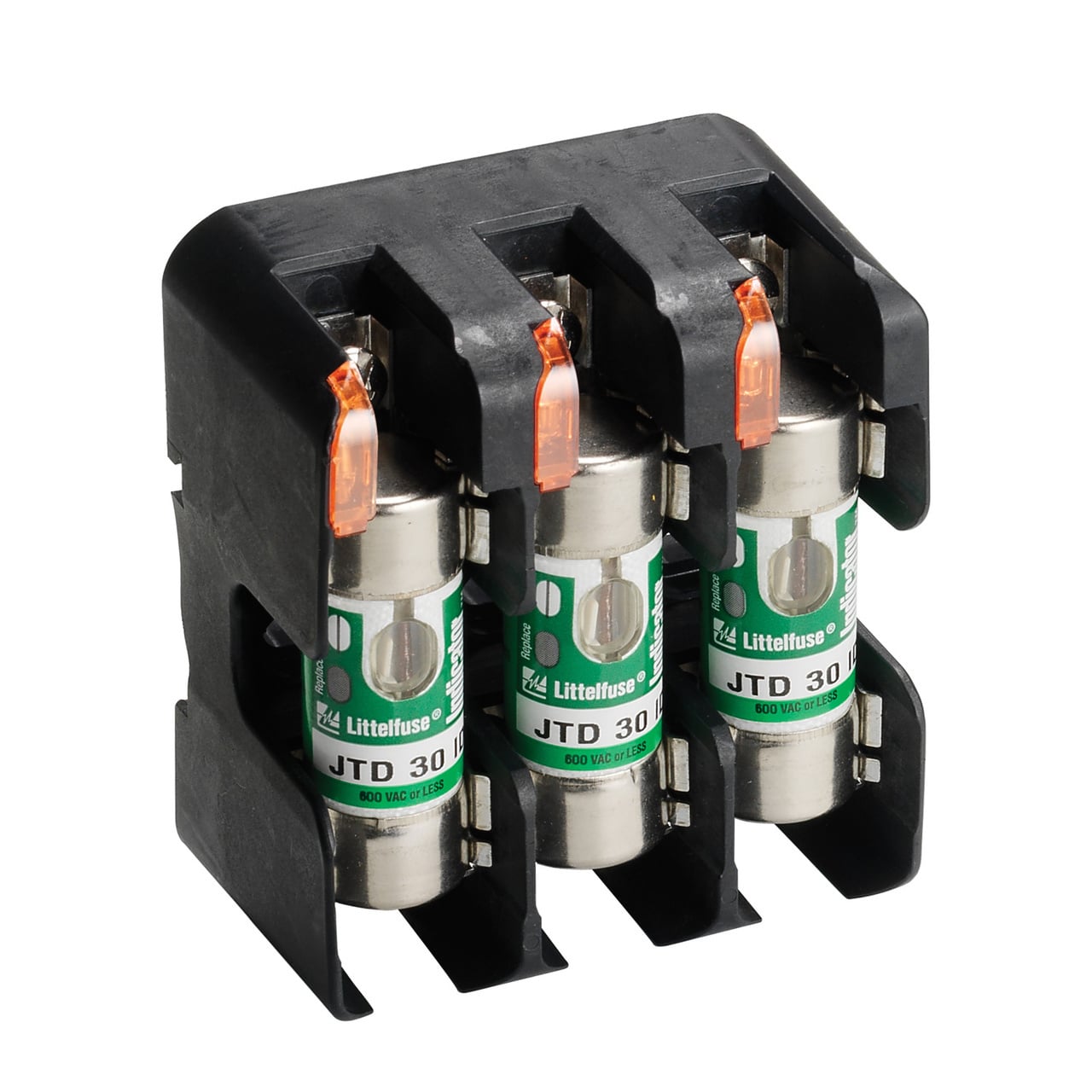 LFJ60030-2CID Powr-Gard Indicating Fuse Block, 600 V AC, 30 A, Class: J, 14 to 10 AWG Wire, 2 Poles
