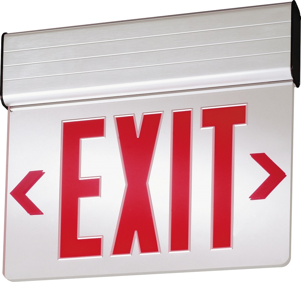 EDG 2 RMR M6 Double Face Edge-Lit Emergency Exit Sign, LED Lamp, 2.5/2.8 W Fixture, 120/277 V AC, Brushed Housing, EXIT Legend
