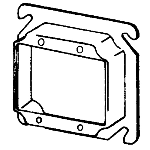 8470 Raised Square Box Cover, 4 in L x 4 in W x 3/4 in D, Switch Cover, Steel