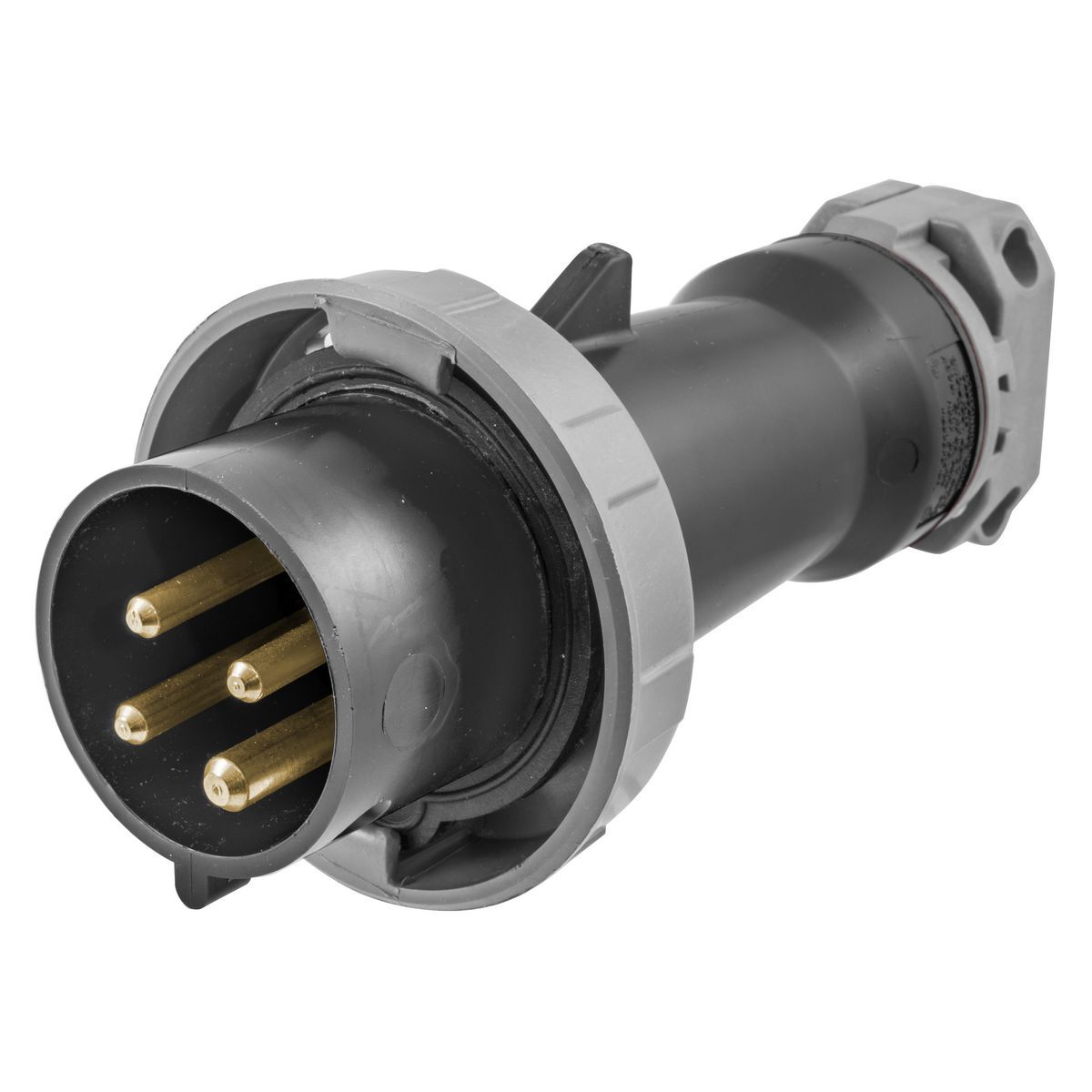 HBLS460P5W Advantage Heavy Duty Switched Watertight Mating Plug, 600 VAC, 60 A, 3 Poles, 4 Wires, Black