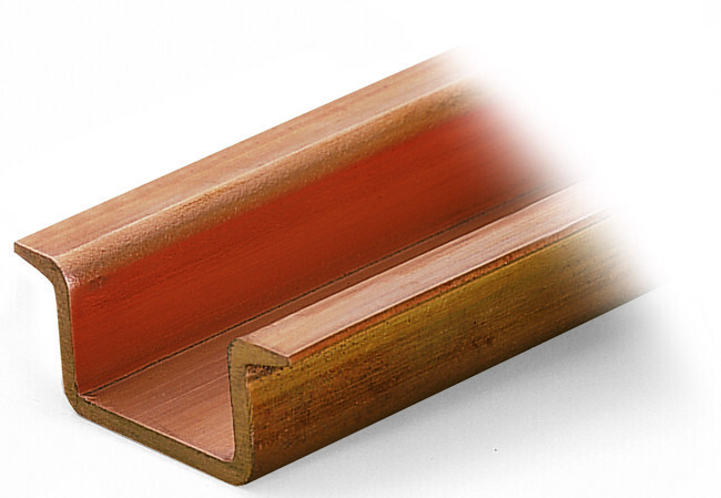 DIN-35 (35 x 15) Copper carrier rail - unslotted - 2.3mm thickness - Wago (210 series) - Dimensions L2000mm