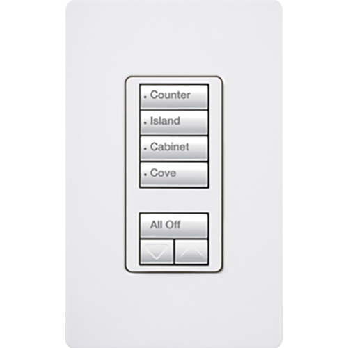 RRD-W4S-WH seeTouch LED+ Wall Keypad for RA3 Systems, 4 Scene with Raise/Lower, Neutral Required, 120V, White
