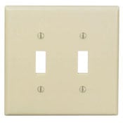 PJ2-T Midway Size Traditional Wall Plate, 2 Gangs, 4.94 in W x 4.875 in H, Thermoplastic, Light Almond