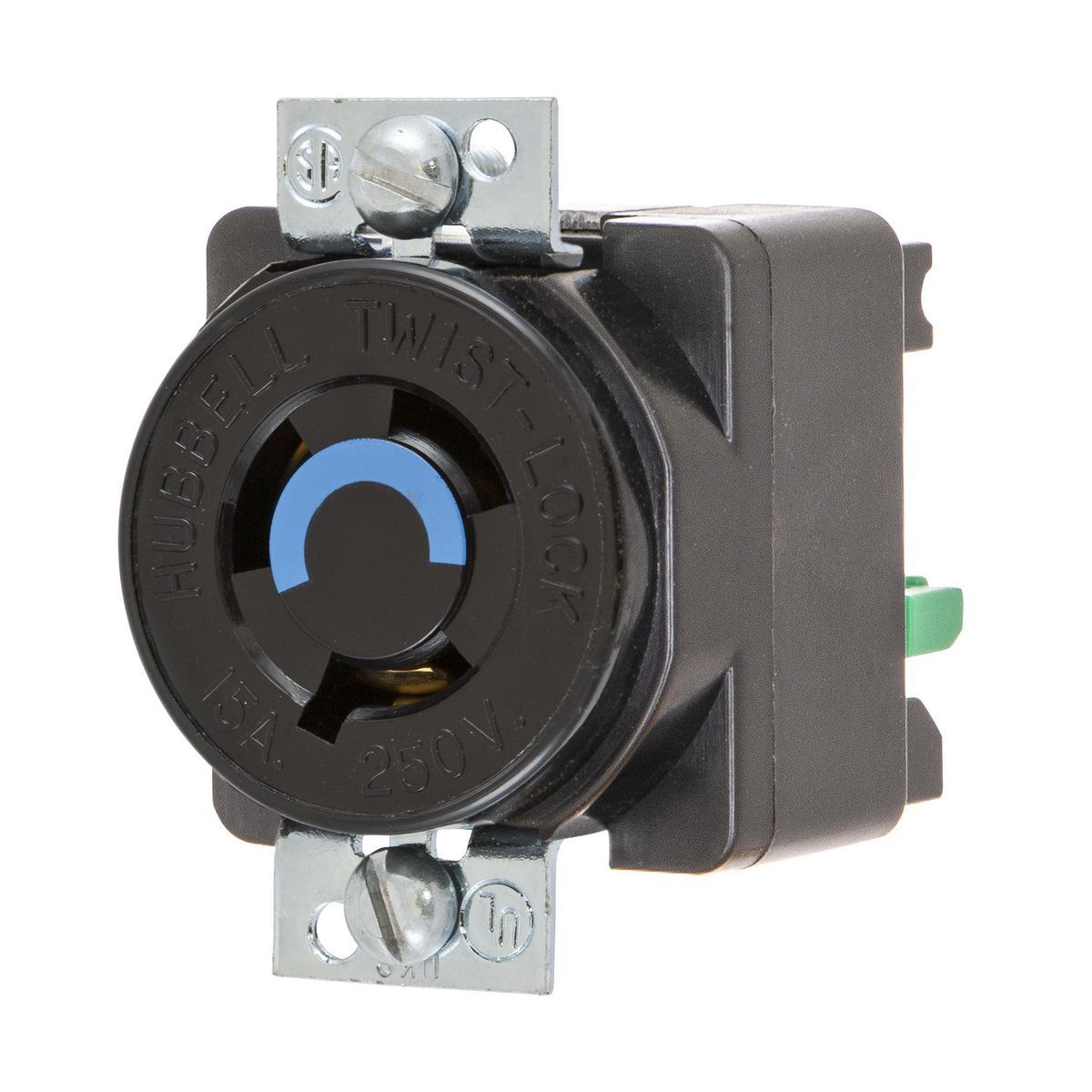 HBL4563ST EdgeConnect 1-Phase Locking Receptacle, 250 V AC, 15 A, 2 Poles, 3 Wires, Black
