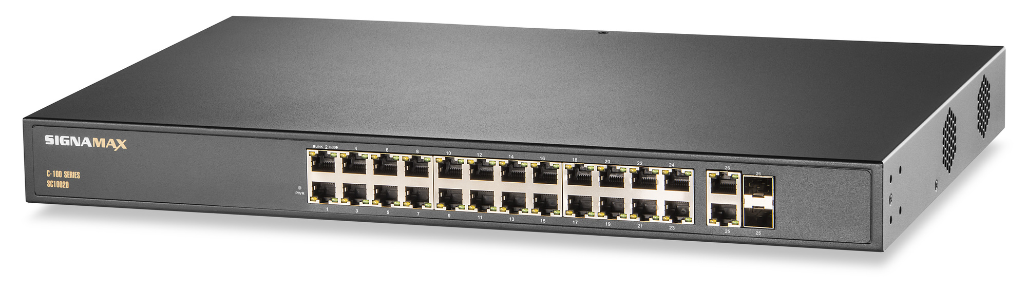 C-100 24 Port Fast Ethernet PoE+ Switch with 2 SFP Ports