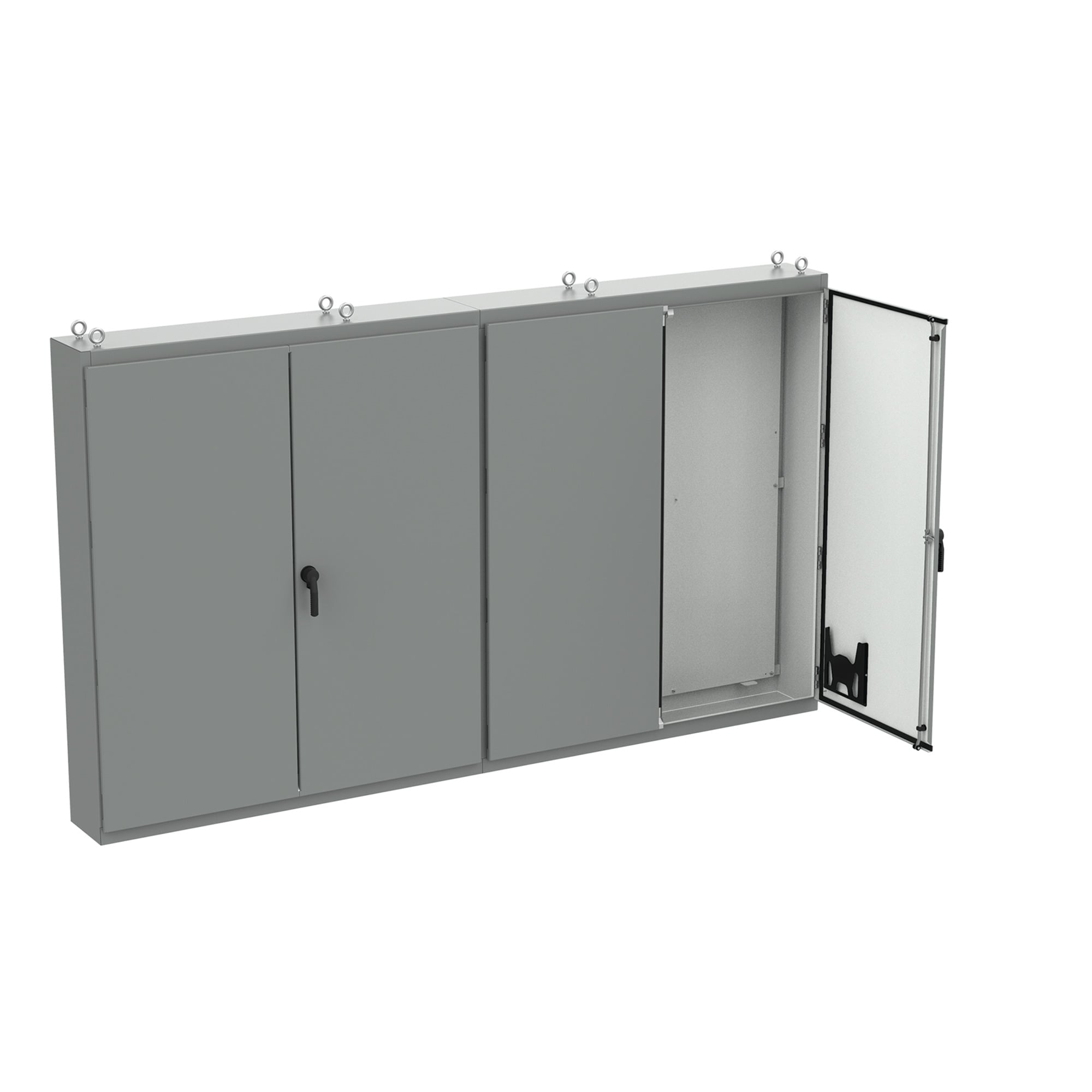 A86M4E20 A27 4-Door Enclosure, 86.12 in L x 149.19 in W x 20.12 in D, NEMA 12/IP55 NEMA Rating, Steel