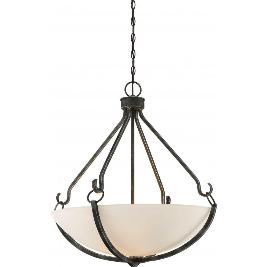60-6125 Nuvo Sherwood Traditional Pendant Fixture, (4) A19 Lamp, 120 V AC, Iron Black-Brushed Nickel Accent Housing