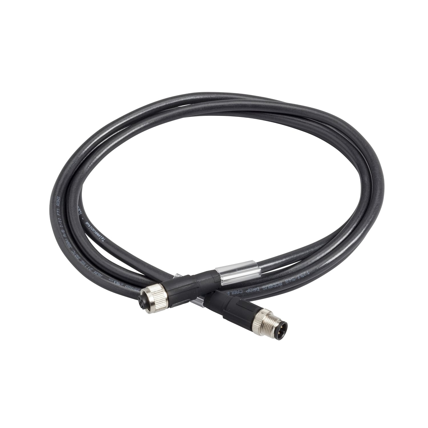 TCSMCN1M1F5 OsiSense XG Shielded Connecting Cable, M12 Receptacle to M12 Plug End Connection, 5 m L