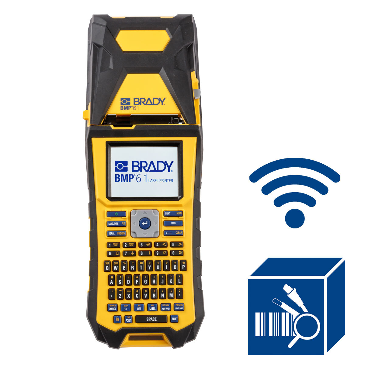 BMP61-W-AM-BWSPWID Stand Alone PC Connect Label Printer, Thermal Transfer Print, 2 in W Tape, 4 to 170 Point Text Font, 110 V, Color Touch Screen/LCD Backlit Graphics Display