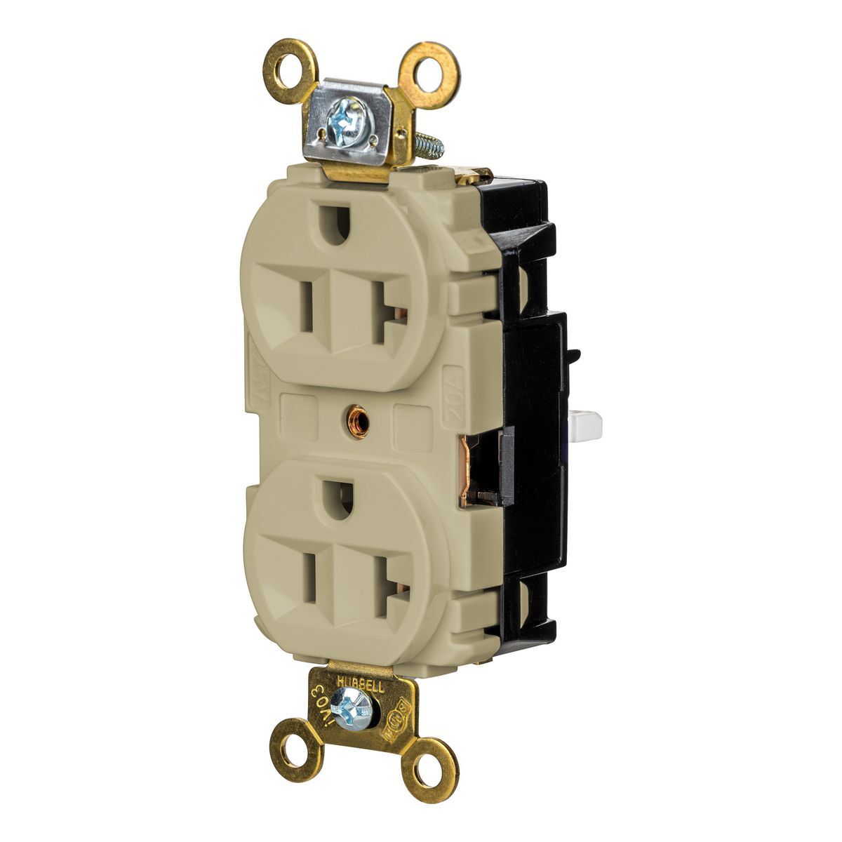 HBL5362STI EdgeConnect Straight Blade Receptacle, 125 V, 20 A, 2 Poles, 3 Wires, Ivory