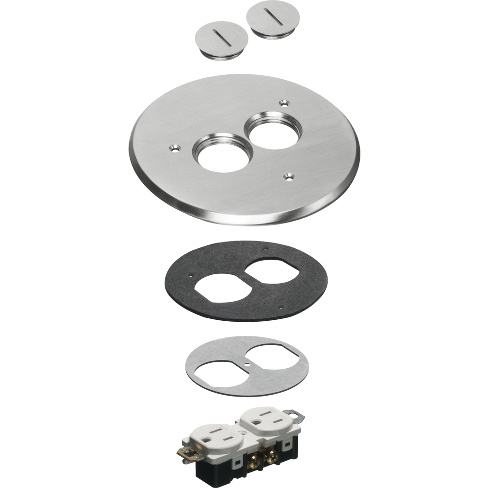 FLB6220NLLR Floor Box Cover Kit, 6 in Dia, Nickel/Plastic