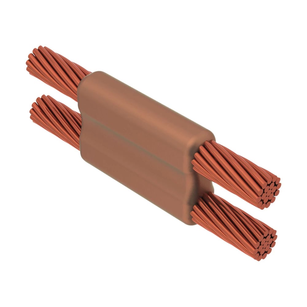 PTP1T1T Cadweld Type PT Weld Metal Mold, 2 AWG Solid Run/Tap Conductor, Cable to Cable Connection, Graphite