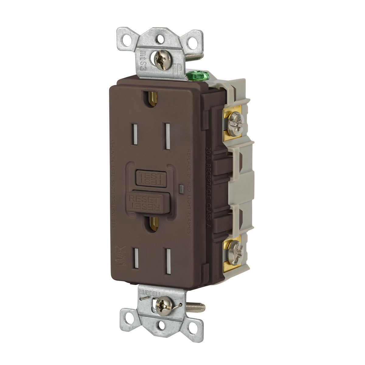GFRTW15 Wiring Device GFCI Receptacle, 125 V AC, 15 A, Brown