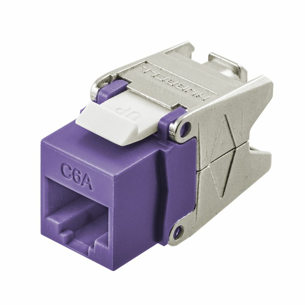 HJU6AP Ascent Modular Plenum Rated Uni UTP Jack With COBRA-LOCK Termination, Cat 6a RJ45 Module, Snap-Fit Mount, Die Cast Zinc/Thermoplastic, Purple