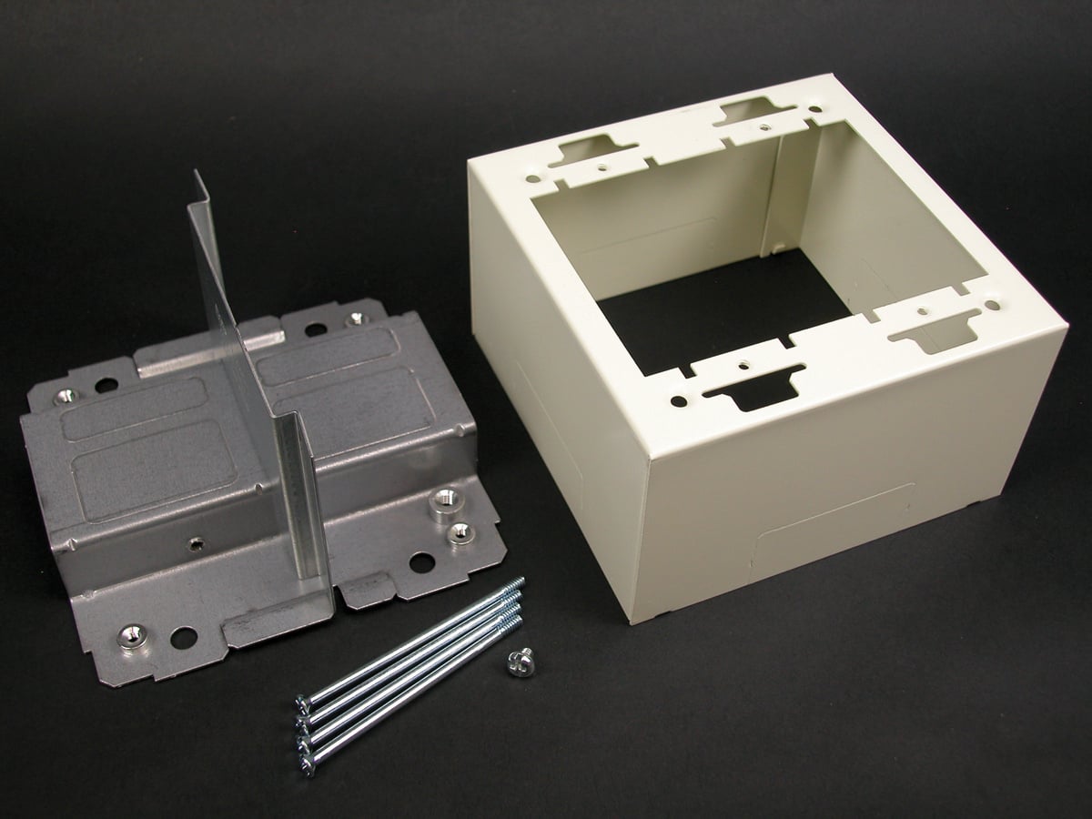 2444D-2NFW 2-Gang Labor Saving Divided Box, 4-3/4 in L x 4-3/4 in W x 2-3/4 in H, Steel, Fog White/Ivory