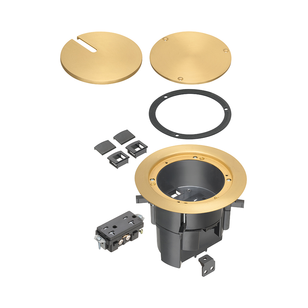 FLBR5420MB Floor Box Kit, Die Cast Zinc/Plastic/Steel, 1 Gangs, 1 Outlets, 6.55 in L x 3.775 in H