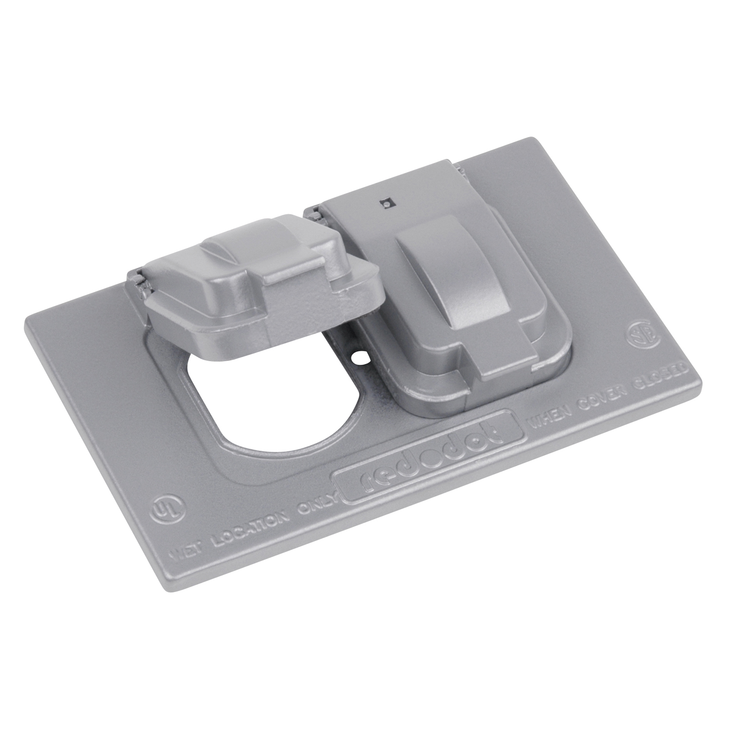 DCCDSO Red Dot Weatherproof Receptacle Cover, 4-9/16 in L x 2-27/32 in W, Die Cast Aluminum